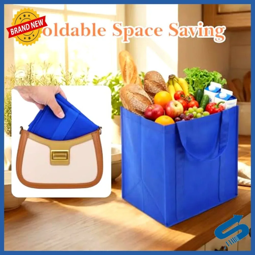 Heavy Duty Reusable Grocery Totes Foldable Washable Large Capacity Storage